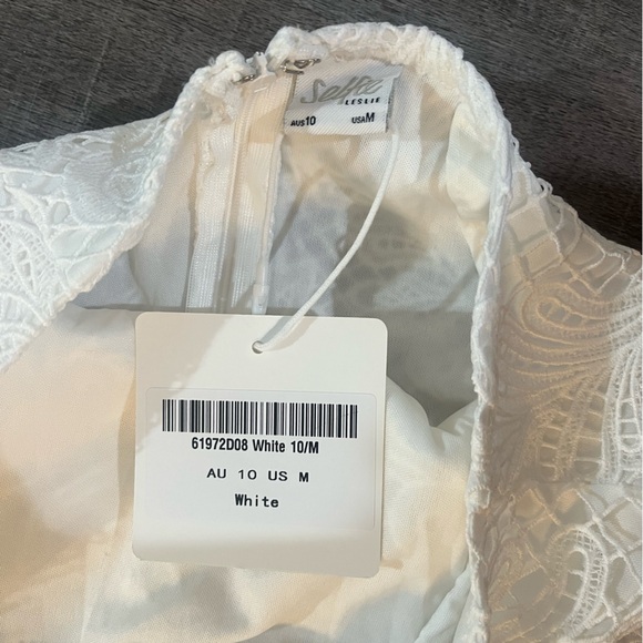 SELFIE LESLIE Jackie Pinafore Filigree Lace Dress in White - Picture 5 of 7